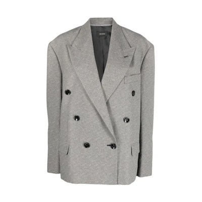 (Women) ISABEL MARANT FW22 Double-Breasted Blazer Gray VE183122A014IGREY