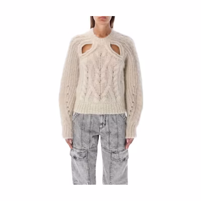 (Women) ISABEL MARANT FW22 Beige Knit Sweater Solid Hollow Out Design 22HPU203322H039I-90BE