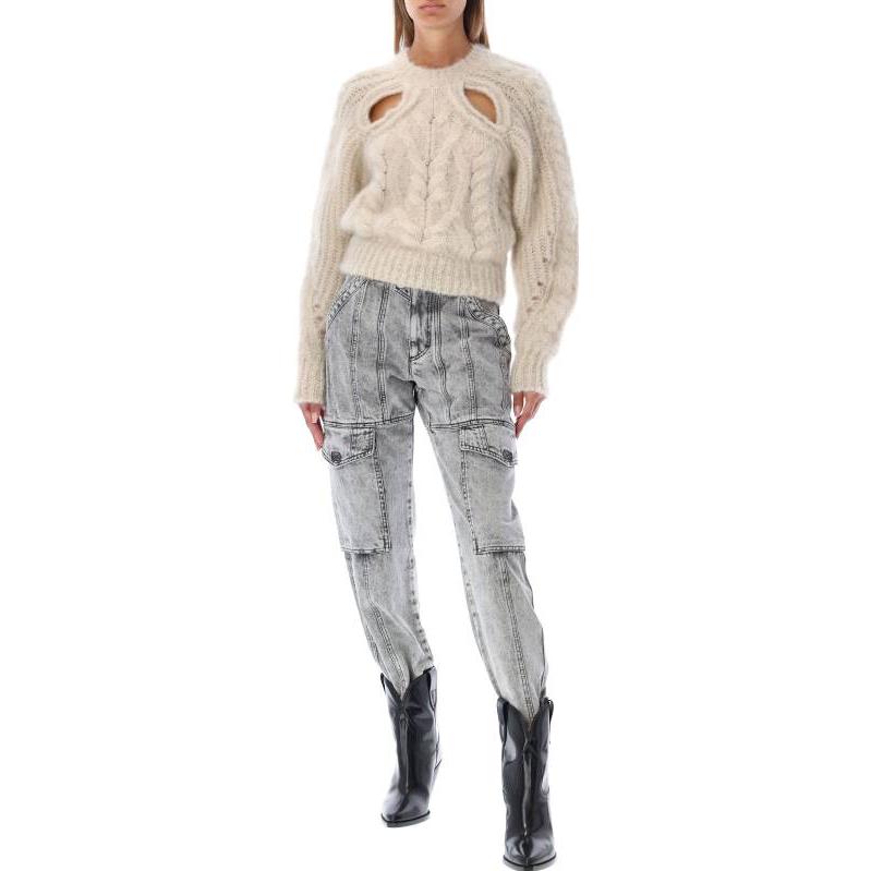 Shop (W) イザベルマラン FW22 ベージュ ニットセーター ソリッドホロウアウトデザイン 22HPU203322H039I-90BE