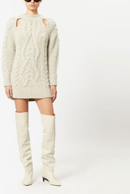 (W) ISABEL MARANT FW23 NAZAE Gaun Lengan Panjang Rajut Wanita Abu-abu Muda Gaya Elegan. RO0252FAA3L63I-02LY Lookbook (W) ISABEL MARANT FW23 NAZAE Gaun Lengan Panjang Rajut Wanita Abu-abu Muda Gaya Elegan. RO0252FAA3L63I-02LY