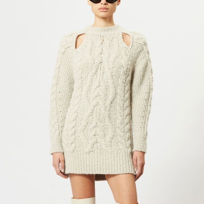 (W) ISABEL MARANT FW23 NAZAE Gaun Lengan Panjang Rajut Wanita Abu-abu Muda Gaya Elegan. RO0252FAA3L63I-02LY Shop (W) ISABEL MARANT FW23 NAZAE Gaun Lengan Panjang Rajut Wanita Abu-abu Muda Gaya Elegan. RO0252FAA3L63I-02LY