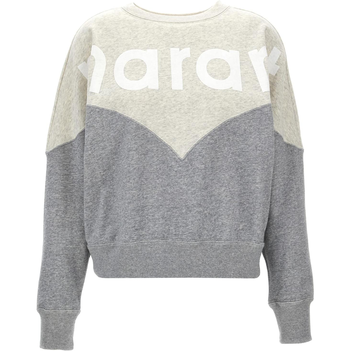 (Women) ISABEL MARANT Letter Print Colorblock Crewneck Sweatshirt Women Grey SW0006FAA1M08E-ECGY