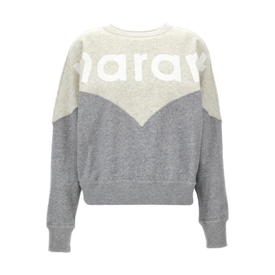 (Women) ISABEL MARANT Letter Print Colorblock Crewneck Sweatshirt Women Grey SW0006FAA1M08E-ECGY