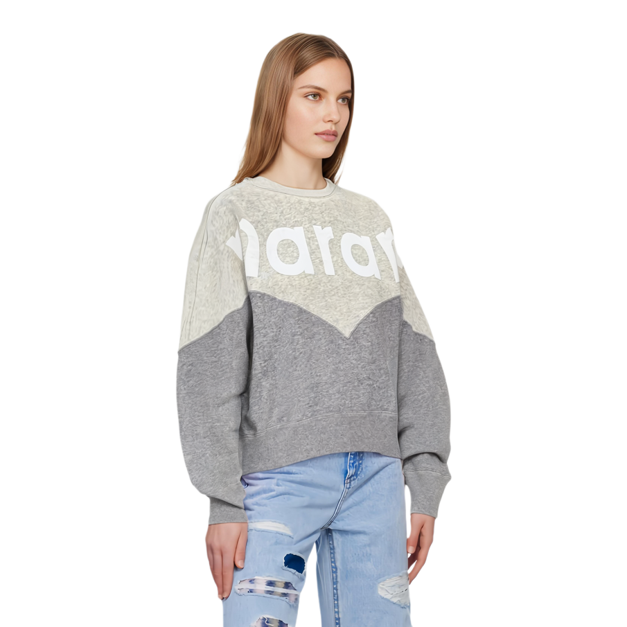 Shop (W) 이자벨 마랑 레터 프린트 컬러블록 크루넥 스웻셔츠 여성 그레이 SW0006FAA1M08E-ECGY