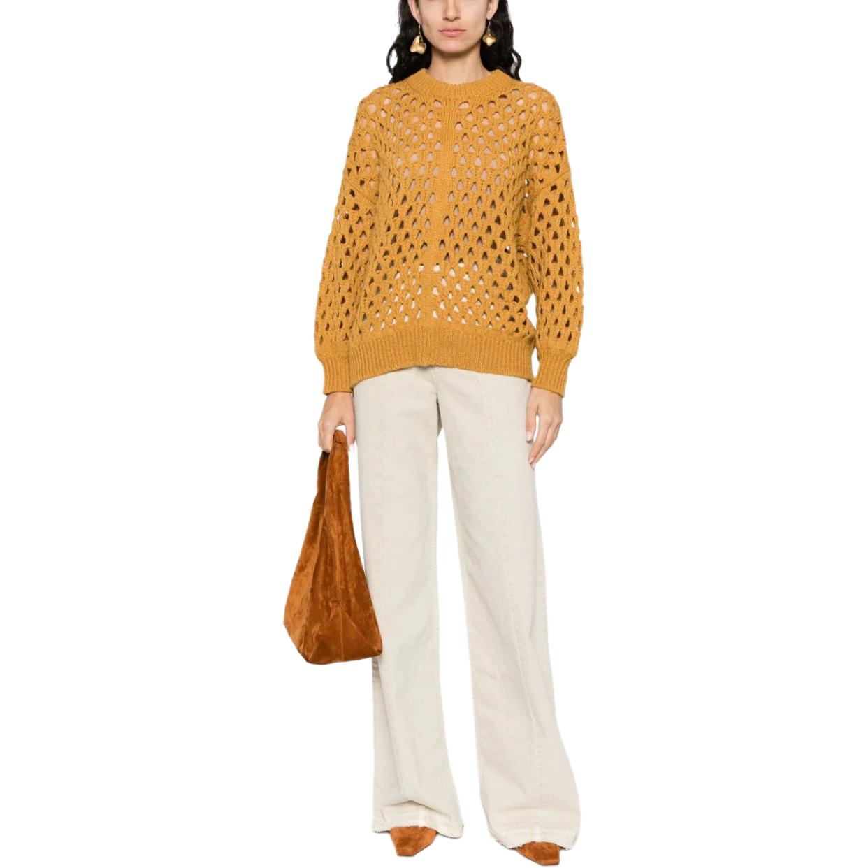 Lookbook (W) イザベル マラン オレンジ カットアウト クルーネック 長袖 セーター レディース PU0337FAA4L09I-50CM