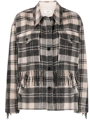 (W) イザベル マラン SS22 フィロラ フリンジ チェック シャツジャケット レディース グレー 22PVE174022P004E-ECBK Buy (W) イザベル マラン SS22 フィロラ フリンジ チェック シャツジャケット レディース グレー 22PVE174022P004E-ECBK