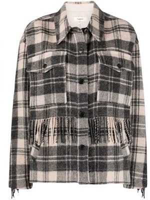 (W) イザベル マラン SS22 フィロラ フリンジ チェック シャツジャケット レディース グレー 22PVE174022P004E-ECBK Order (W) イザベル マラン SS22 フィロラ フリンジ チェック シャツジャケット レディース グレー 22PVE174022P004E-ECBK