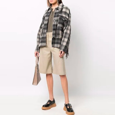 (W) イザベル マラン SS22 フィロラ フリンジ チェック シャツジャケット レディース グレー 22PVE174022P004E-ECBK Lookbook (W) イザベル マラン SS22 フィロラ フリンジ チェック シャツジャケット レディース グレー 22PVE174022P004E-ECBK