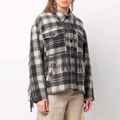 (W) イザベル マラン SS22 フィロラ フリンジ チェック シャツジャケット レディース グレー 22PVE174022P004E-ECBK Purchase (W) イザベル マラン SS22 フィロラ フリンジ チェック シャツジャケット レディース グレー 22PVE174022P004E-ECBK