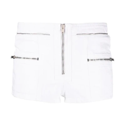 (Women) ISABEL MARANT SS23 White Cotton Shorts with Zipper Details. SH0050FAA2H01I-20WH