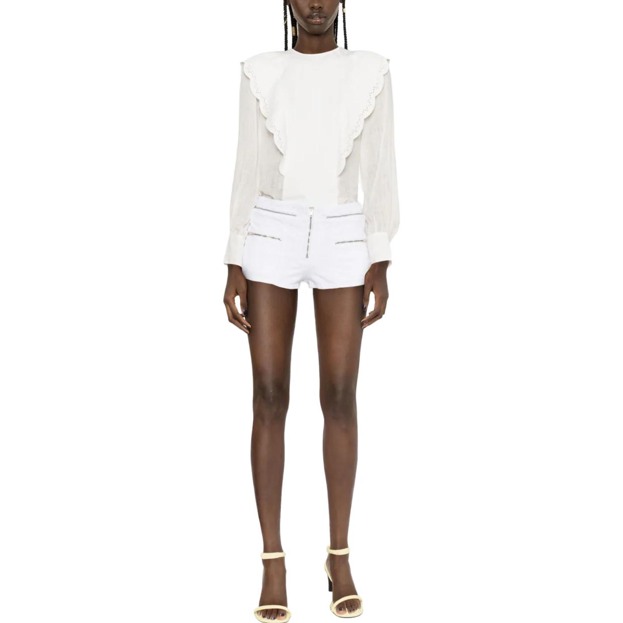 Lookbook (W) イザベル・マラン SS23 ホワイトコットンショーツ ジッパーデザイン入り SH0050FAA2H01I-20WH