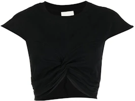 (Women) ISABEL MARANT SS23 Black Ruched Detail Cropped T-Shirt. TS0044FAA1N41I-01BK (Women) ISABEL MARANT SS23 Black Ruched Detail Cropped T-Shirt. TS0044FAA1N41I-01BK