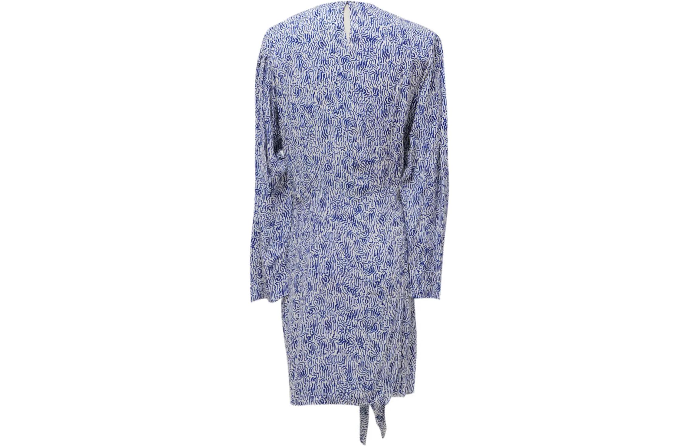 Lookbook (W) 이자벨마랑 여성 블루 기하학 무늬 긴소매 숏 드레스. RO0015FBB1J02E30BU