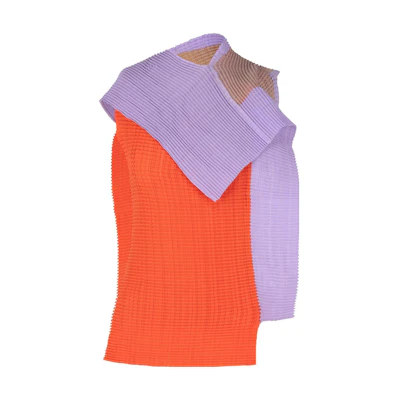 (Women) ISSEY MIYAKE Asymmetrical Sleeveless Crewneck T-Shirt IM38FJ110-32