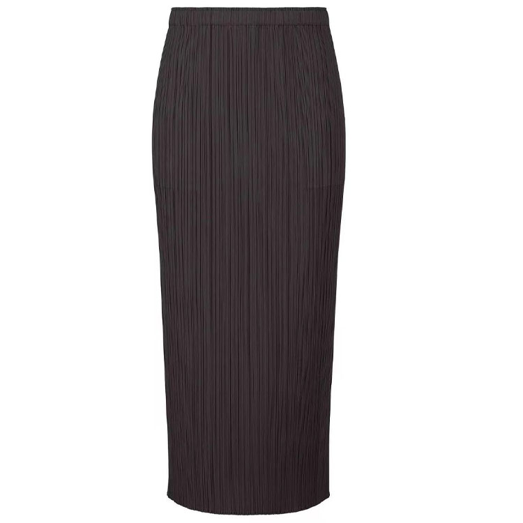 Order (W) ISSEY MIYAKE 黑色純色褶皺中長鉛筆裙 休閒穿搭 PP41JG146-09