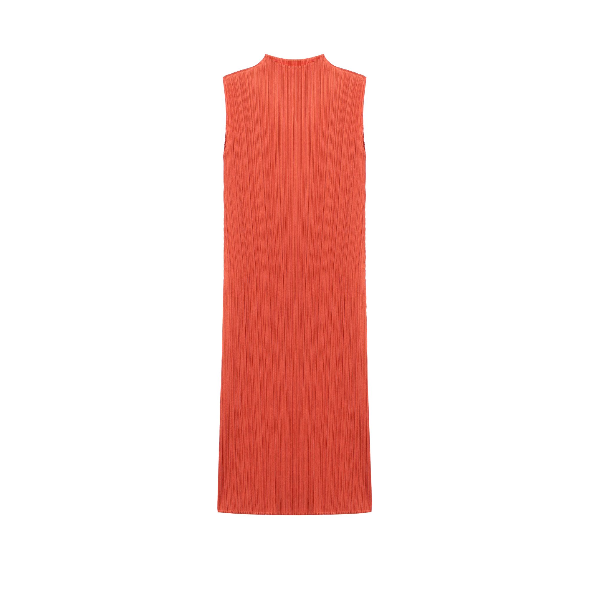 (Women) ISSEY MIYAKE  Orange Sleeveless Mid-Length Striped Turtleneck Dress PP41JH147-26