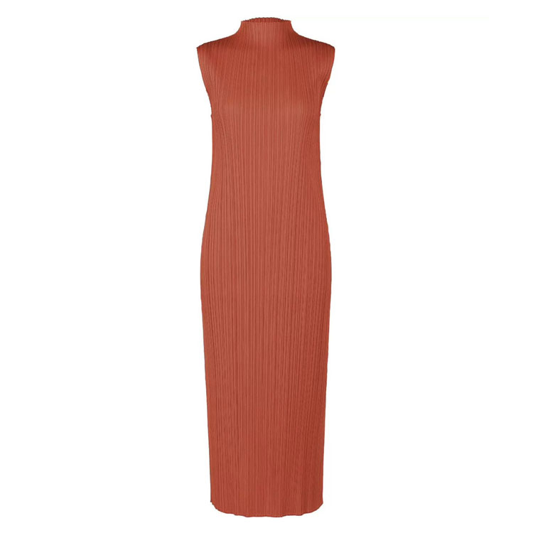 Order (W) ISSEY MIYAKE 橙色無袖條紋高領中長連衣裙 PP41JH147-26