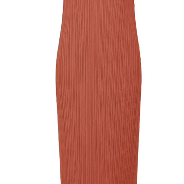 Lookbook (W) ISSEY MIYAKE 橙色無袖條紋高領中長連衣裙 PP41JH147-26