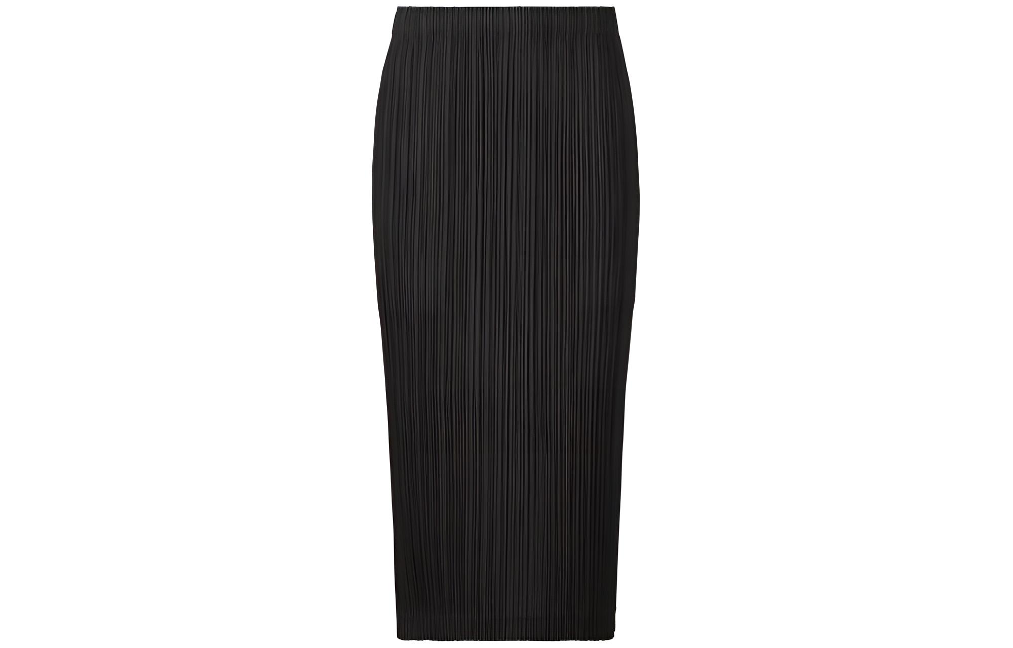 (Women) ISSEY MIYAKE  Solid High-Waist Straight Casual Long Skirt Black PP33JG375-15