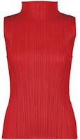 (Women) ISSEY MIYAKE Solid Pleated Slim Sleeveless High Neck Tee. PP55JK802-24 (Women) ISSEY MIYAKE Solid Pleated Slim Sleeveless High Neck Tee. PP55JK802-24