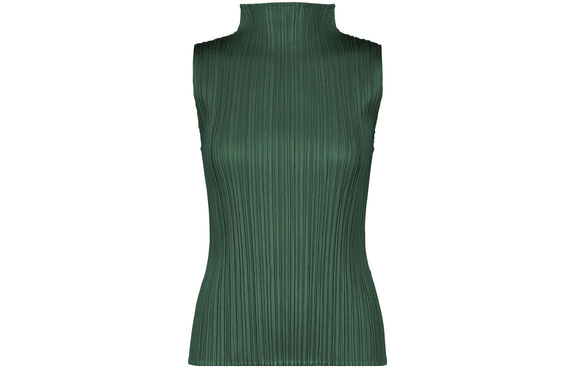 Lookbook (W) ISSEY MIYAKE 實色百褶修身無袖高領上衣。 PP55JK802-24