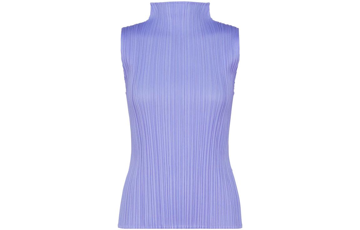 Shop (W) ISSEY MIYAKE 實色百褶修身無袖高領上衣。 PP55JK802-24