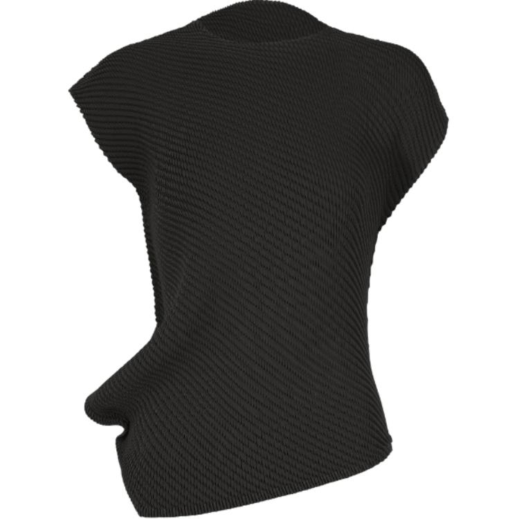 (Women) ISSEY MIYAKE Black Sleeveless Solid Color Tank Top IM33FJ195-15