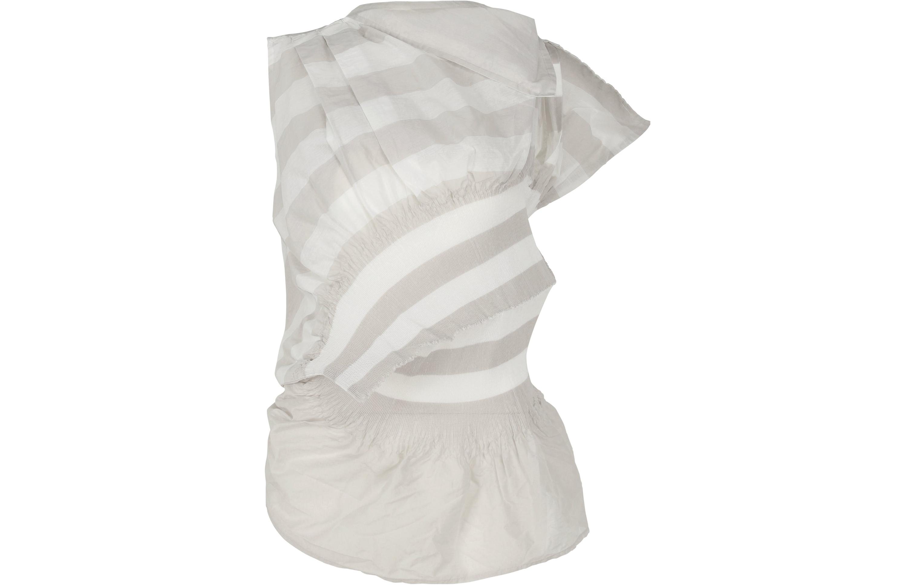 (Women) ISSEY MIYAKE Sleeveless Colorblock Striped Tank Top Off-White IM33FJ018-16