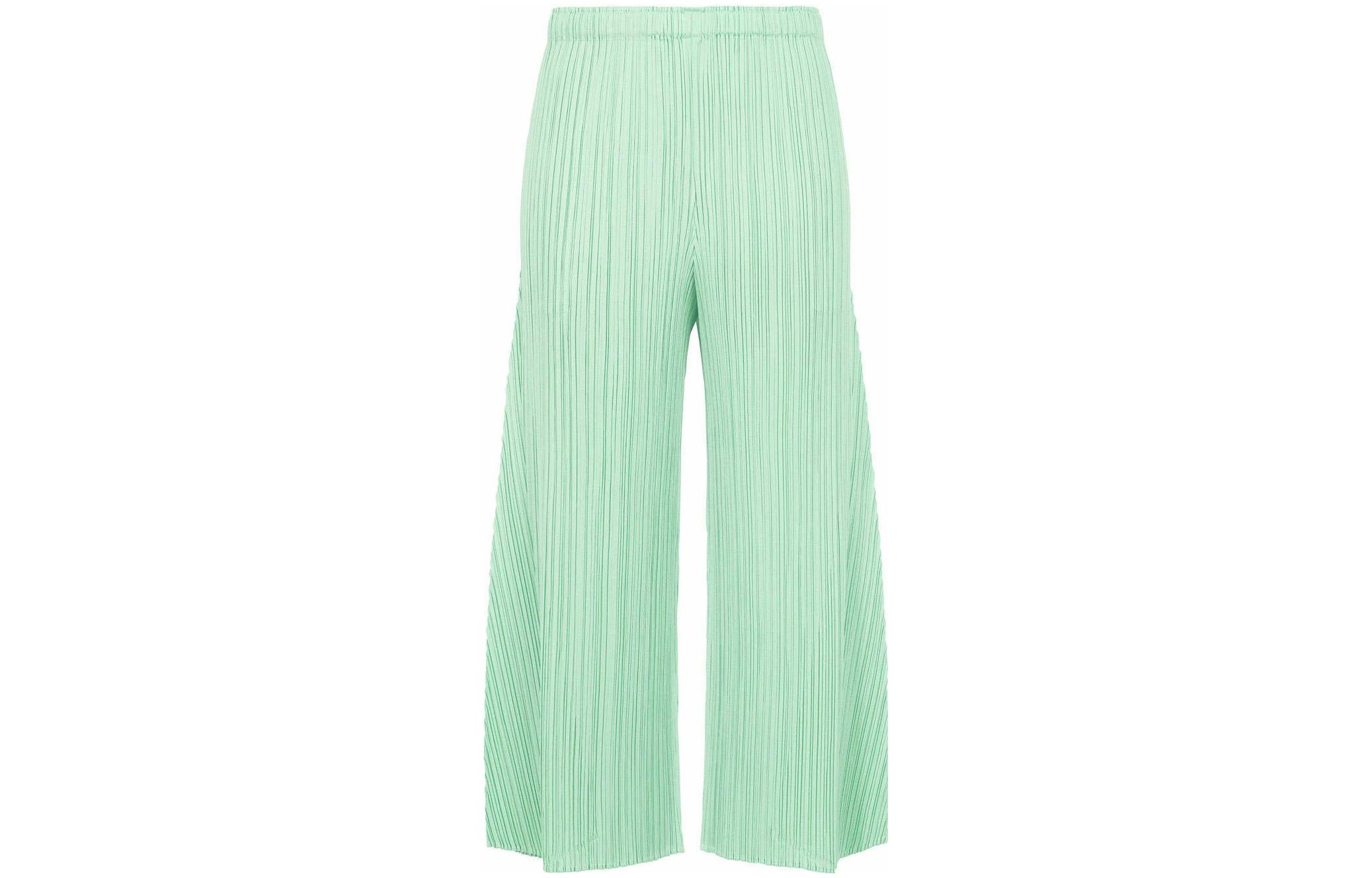 (Women) ISSEY MIYAKE SS22  Solid Pleated Loose-Fit Pants Green PP21JF155-64