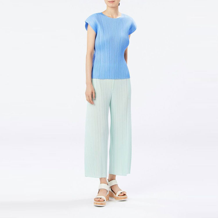 Lookbook (W) ISSEY MIYAKE SS22 綠色寬鬆固體百褶褲 PP21JF155-64