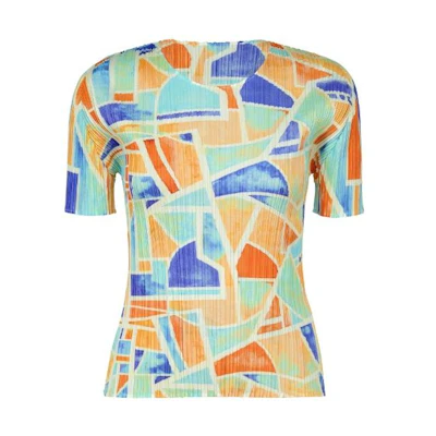 (Women) ISSEY MIYAKE SS23 Pleated Pattern All-Over Print T-Shirt Multicolor. PP31JK721-35
