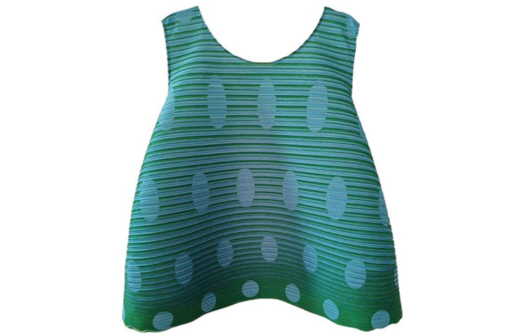 (Women) ISSEY MIYAKE SS24  Green Polka Dot Color Block Tank Top. PP46  JK441-06