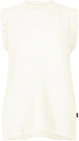 (Women) ISSEY MIYAKE White Sleeveless Tank Top HA43FJ821-01 (Women) ISSEY MIYAKE White Sleeveless Tank Top HA43FJ821-01