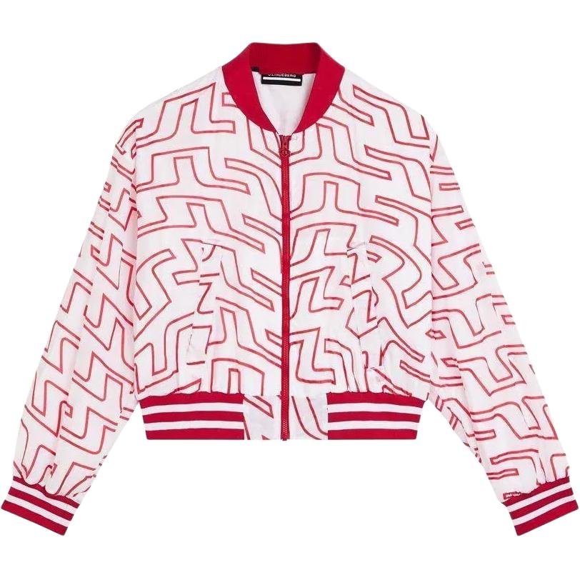 (Women) J.Lindeberg Striped Logo Zip-Up Jacket White/Red GWOW06763-A024