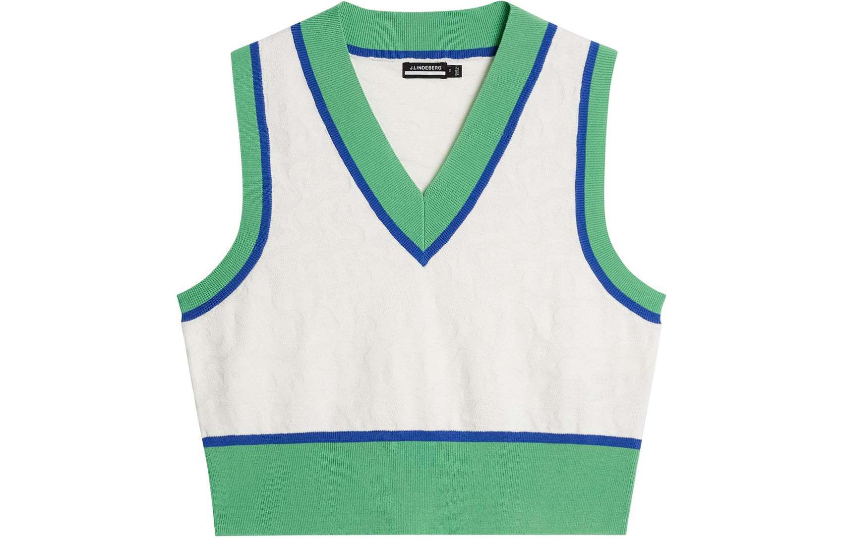(Women) J.Lindeberg V-Neck Colorblock Sleeveless Crop Top White AWKW09379-0000