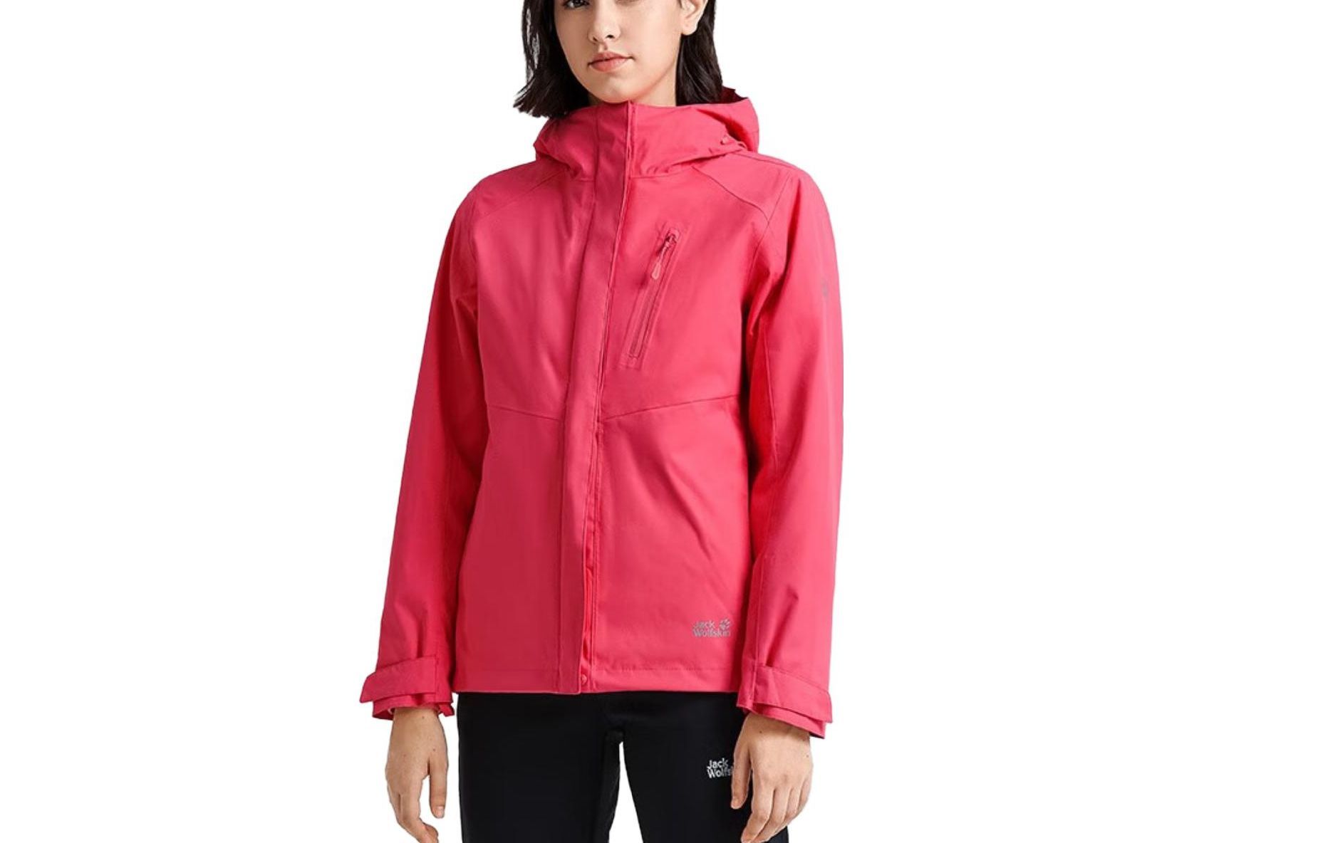 (Women) Jack Wolfskin 3-in-1 Softshell Jacket FW23 Rose - Windproof & Warm 5121181