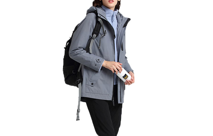 (Women) Jack Wolfskin Solid Color 3-in-1 Windproof Jacket Pebble Gray 5120321-6505
