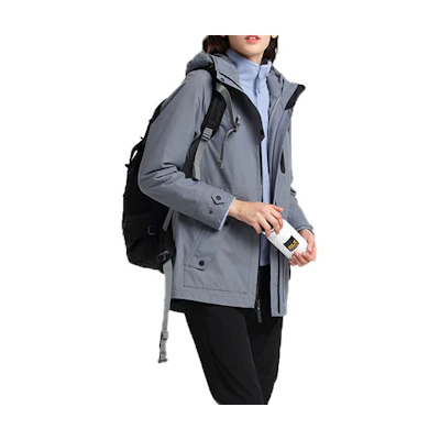 (Women) Jack Wolfskin Solid Color 3-in-1 Windproof Jacket Pebble Gray 5120321-6505