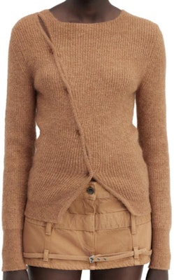 (Women) Jacquemus Asymmetric Fitted Round-Neck Cardigan Knit Sweater. 23H202KN002 4