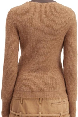 (Women) Jacquemus Asymmetric Fitted Round-Neck Cardigan Knit Sweater. 23H202KN002 5