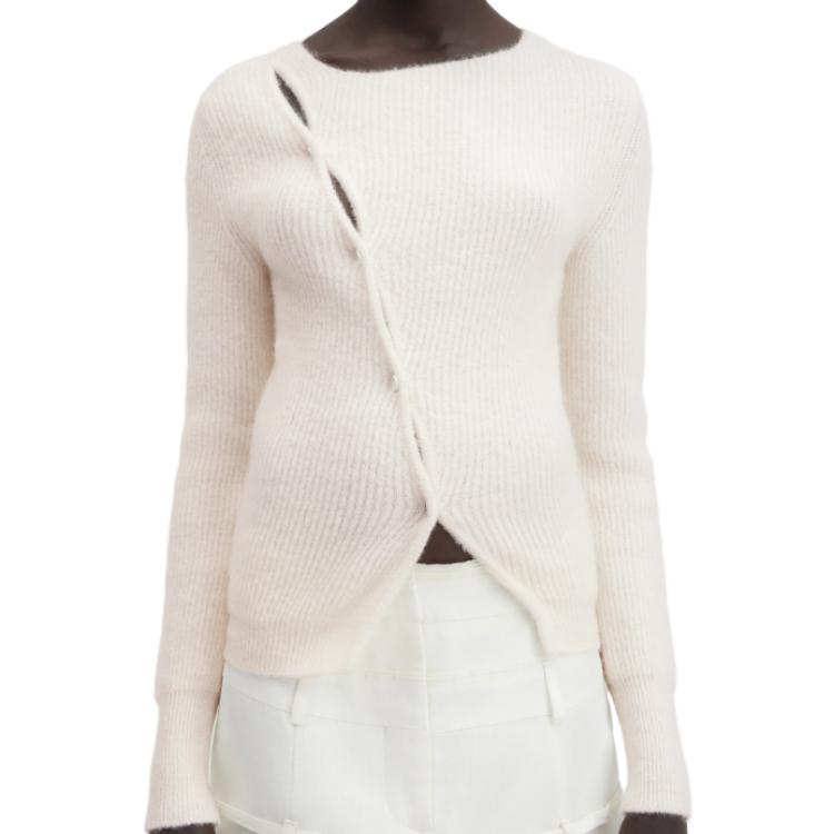 Lookbook (Women) Jacquemus  Asymmetric Fitted Round-Neck Cardigan Knit Sweater. 23H202KN002