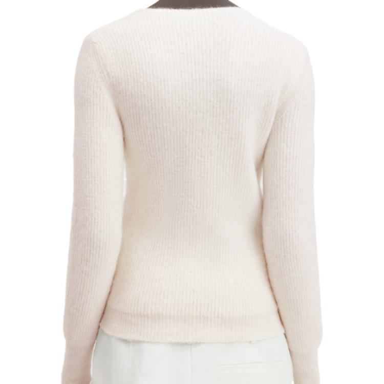 Shop (Women) Jacquemus  Asymmetric Fitted Round-Neck Cardigan Knit Sweater. 23H202KN002