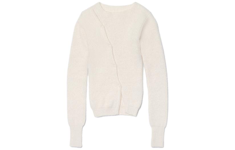 Purchase (Women) Jacquemus  Asymmetric Fitted Round-Neck Cardigan Knit Sweater. 23H202KN002