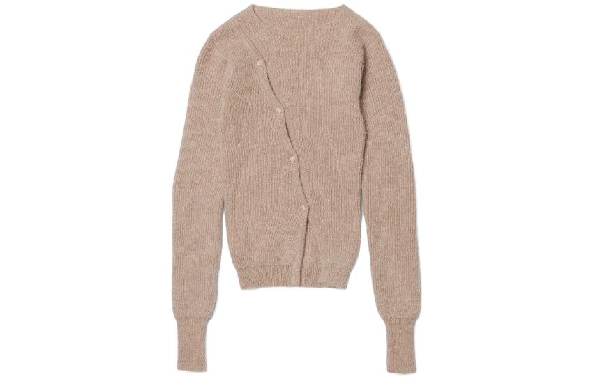 Cheap (Women) Jacquemus  Asymmetric Fitted Round-Neck Cardigan Knit Sweater. 23H202KN002