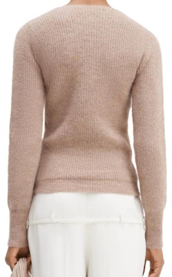 (Women) Jacquemus Asymmetric Fitted Round-Neck Cardigan Knit Sweater. 23H202KN002 2