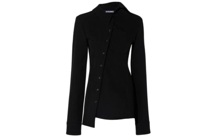 (Women) Jacquemus  Black Asymmetrical Button-Up Long Sleeve Shirt. 241SH062-1544-990
