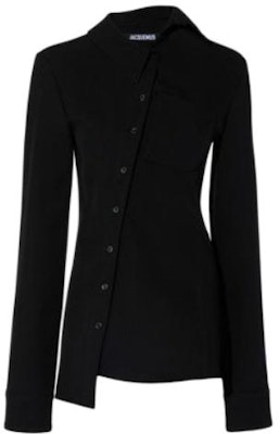 (Women) Jacquemus Black Asymmetrical Button-Up Long Sleeve Shirt. 241SH062-1544-990 Buy (Women) Jacquemus Black Asymmetrical Button-Up Long Sleeve Shirt. 241SH062-1544-990