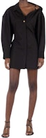 (Women) Jacquemus Black Long-Sleeve Solid Waist-Tie Oversized Pocket Dress 24E241DR094-1519990 (Women) Jacquemus Black Long-Sleeve Solid Waist-Tie Oversized Pocket Dress 24E241DR094-1519990