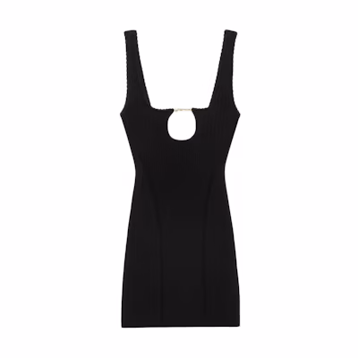 (Women) Jacquemus Black Metallic Accent Pullover Casual Slip Dress 241KN355-2355-990