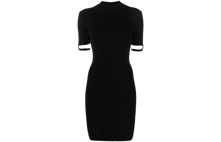 Order (W) Jacquemus Dress Hitam Lengan Pendek dengan Detail Tali Lengan. 213KN67213201990